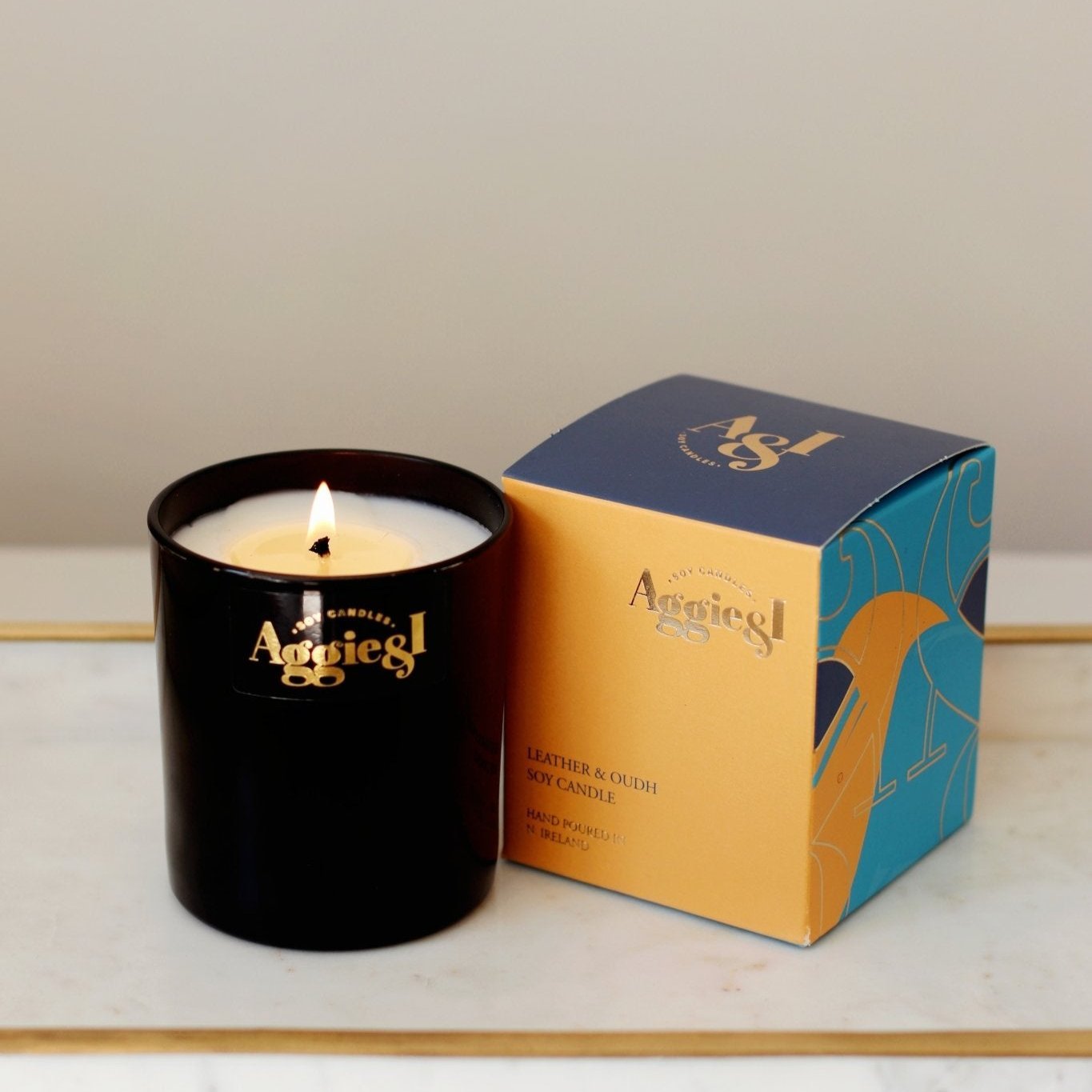 Leather & Oudh Soy Candle - Refillable Candle - Aggie & I Soy Candles